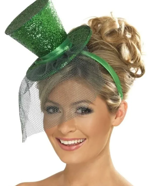 Smiffys Fever Green Mini Top Hat On Headband> Halloween Hats