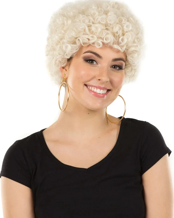 * Funky Platinum Blonde Curly Wig> Halloween Wigs