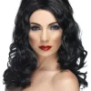 Smiffys Glamorous Wavy Long Black Wig> Halloween Accessories