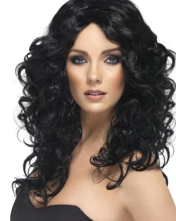 Smiffys Glamour Curly Long Black Wig> Halloween Accessories