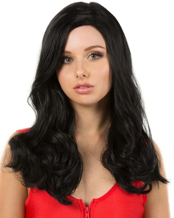 * Glamour Deluxe Black Long Wavy Wig> Halloween Accessories