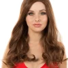 * Glamour Deluxe Brown Long Wavy Wig> Halloween Accessories