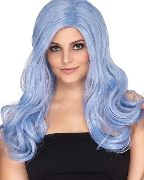 * Glamour Deluxe Bubblegum Blue Long Wavy Wig> Halloween Wigs