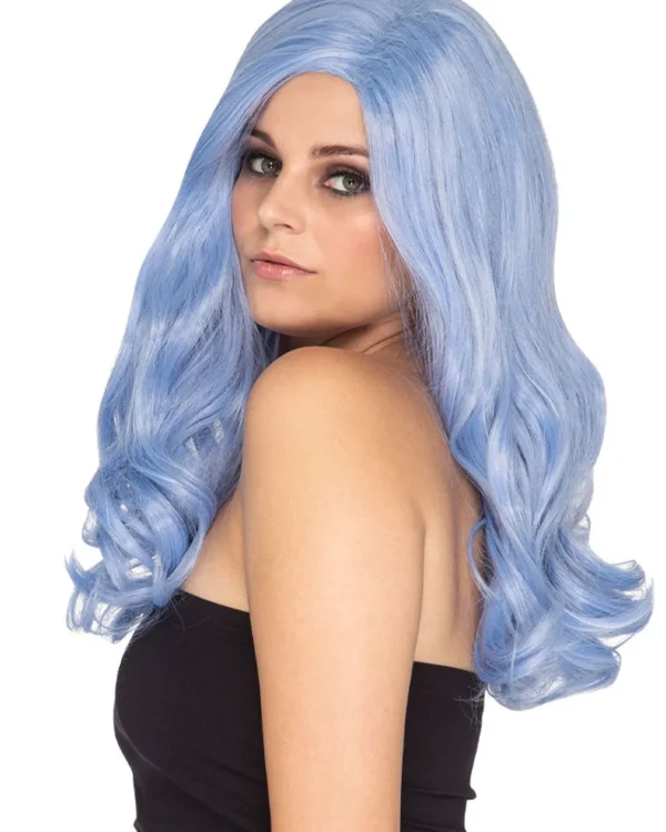 * Glamour Deluxe Bubblegum Blue Long Wavy Wig> Halloween Wigs