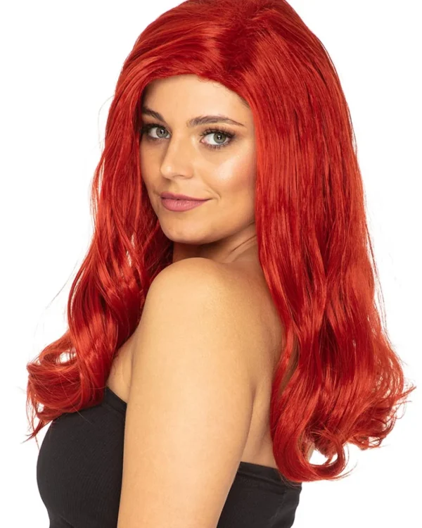 * Glamour Deluxe Deep Red Long Wavy Wig> Halloween Accessories