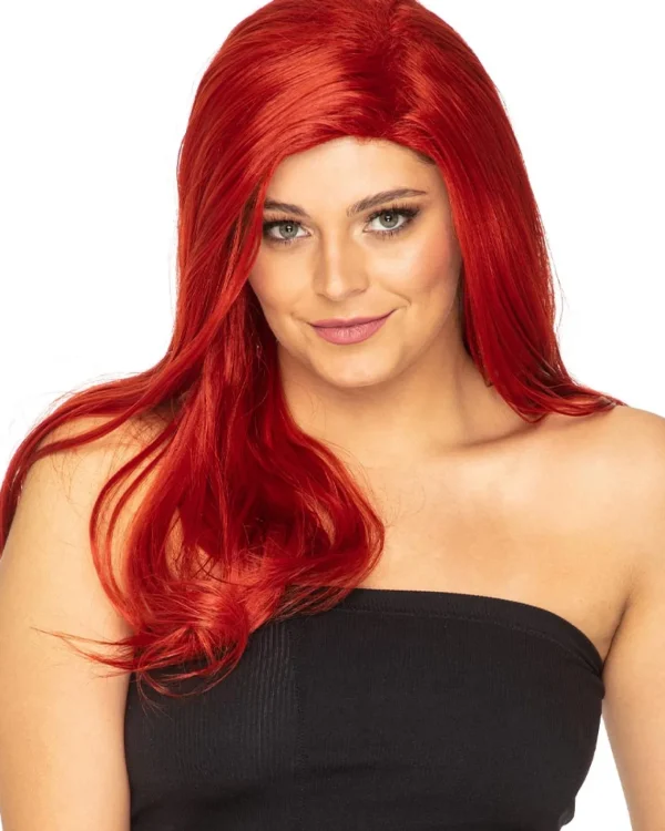 * Glamour Deluxe Deep Red Long Wavy Wig> Halloween Accessories