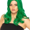 * Glamour Deluxe Emerald Green Long Wavy Wig> Halloween Wigs