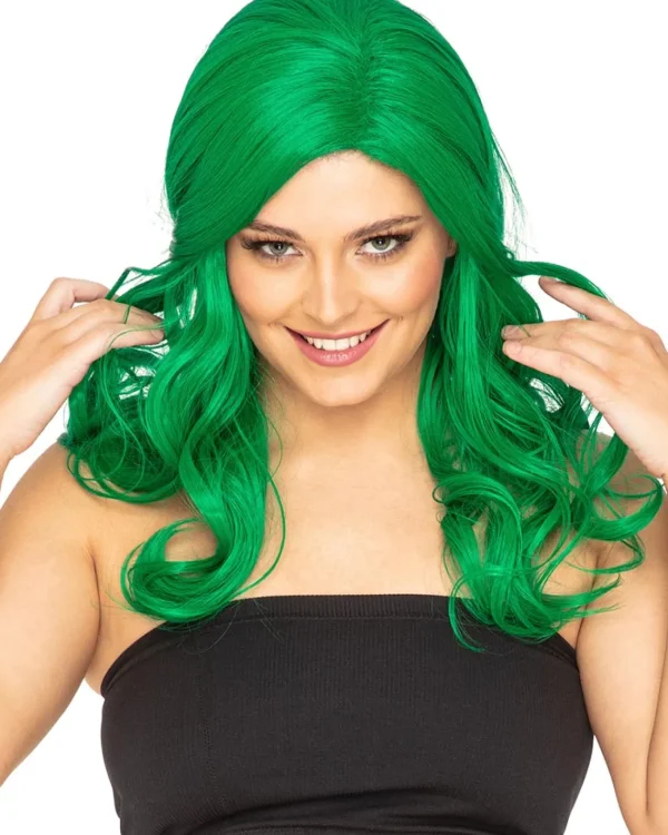 * Glamour Deluxe Emerald Green Long Wavy Wig> Halloween Wigs