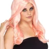 * Glamour Deluxe Fairy Floss Pink Long Wavy Wig> Halloween Wigs