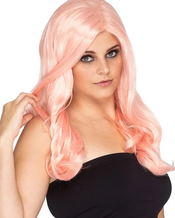 * Glamour Deluxe Fairy Floss Pink Long Wavy Wig> Halloween Wigs