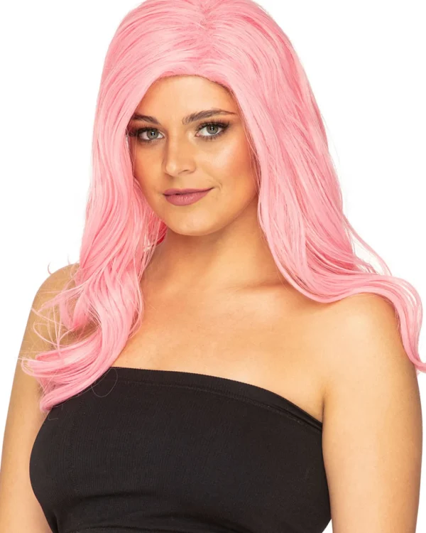 * Glamour Deluxe Musk Stick Pink Long Wavy Wig> Halloween Wigs