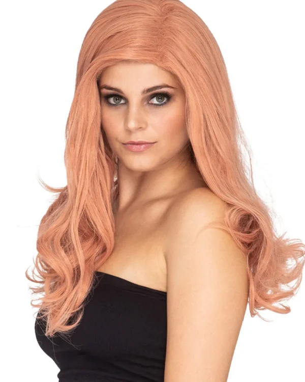 * Glamour Deluxe Peaches And Cream Pink Long Wavy Wig> Halloween Wigs