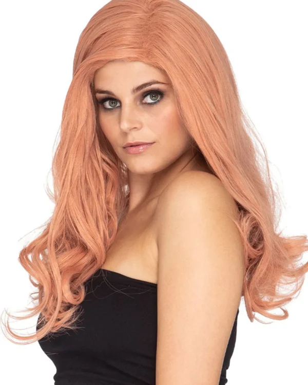 * Glamour Deluxe Peaches And Cream Pink Long Wavy Wig> Halloween Wigs