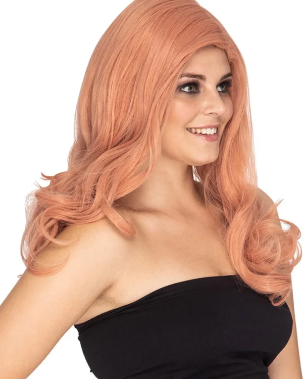 * Glamour Deluxe Peaches And Cream Pink Long Wavy Wig> Halloween Wigs