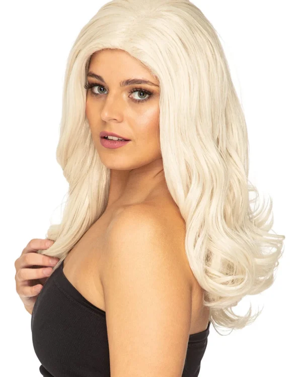 * Glamour Deluxe Platinum Blonde Long Wavy Wig> Halloween Wigs