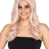 * Glamour Deluxe Platinum Pink Long Wavy Wig> Halloween Wigs