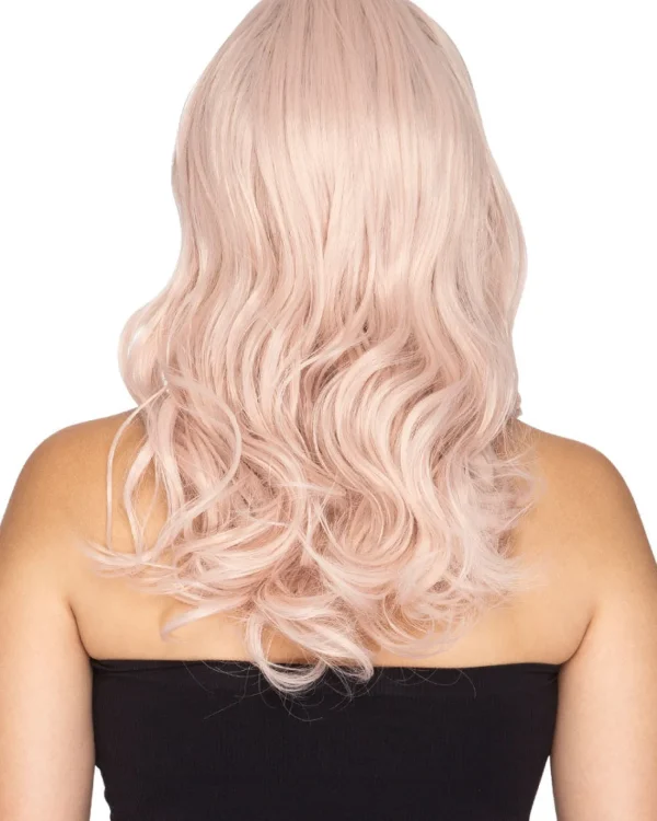 * Glamour Deluxe Platinum Pink Long Wavy Wig> Halloween Wigs