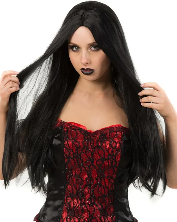 * Gothic Deluxe Black Long Wig> Halloween Accessories