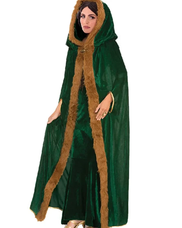 Tomfoolery Green Faux Fur Trim Cape> Halloween Capes