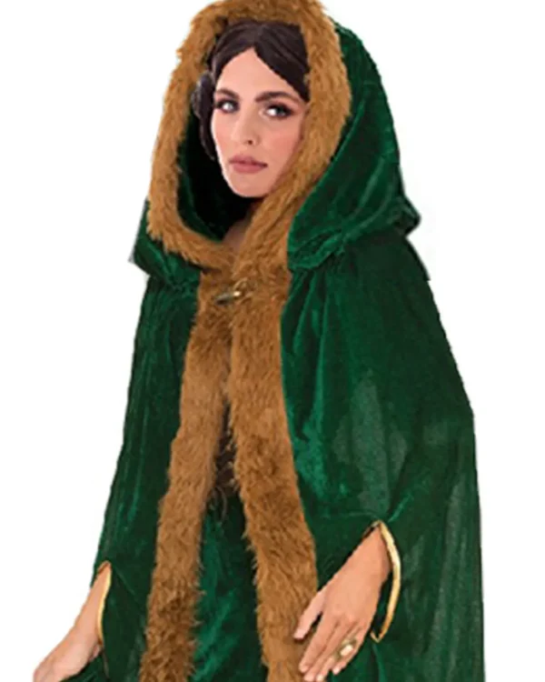 Tomfoolery Green Faux Fur Trim Cape> Halloween Capes