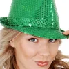 Tomfoolery Green Trilby Sequin Hat> Halloween Hats