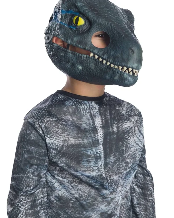 Rubies Jurassic World 2 Velociraptor Blue Moveable Jaw Kids Mask> Halloween Accessories