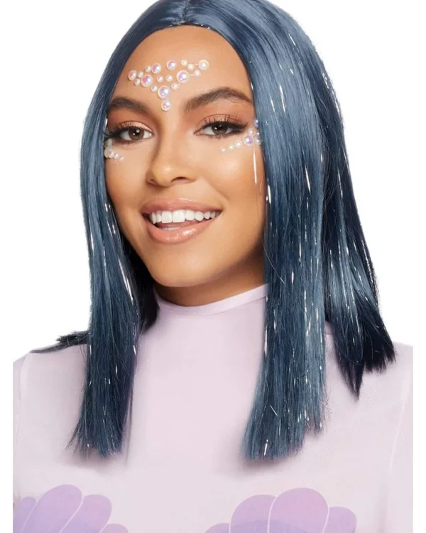 Leg Avenue Long Midnight Blue Tinsel Bob Wig> Halloween Wigs