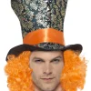 Smiffys Mad Top Hat With Orange Hair> Halloween Accessories