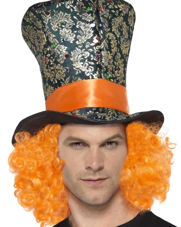 Smiffys Mad Top Hat With Orange Hair> Halloween Accessories