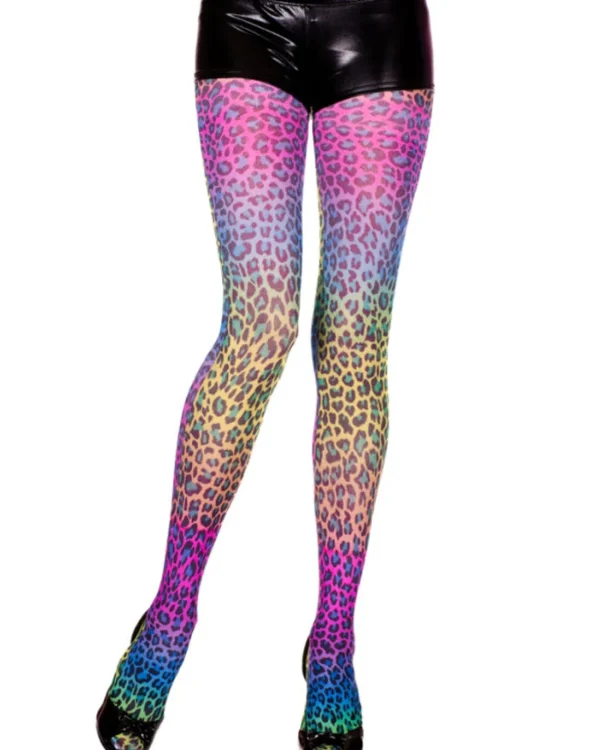 Music Legs Multicoloured Leopard Print Opaque Tights> Halloween Hosiery