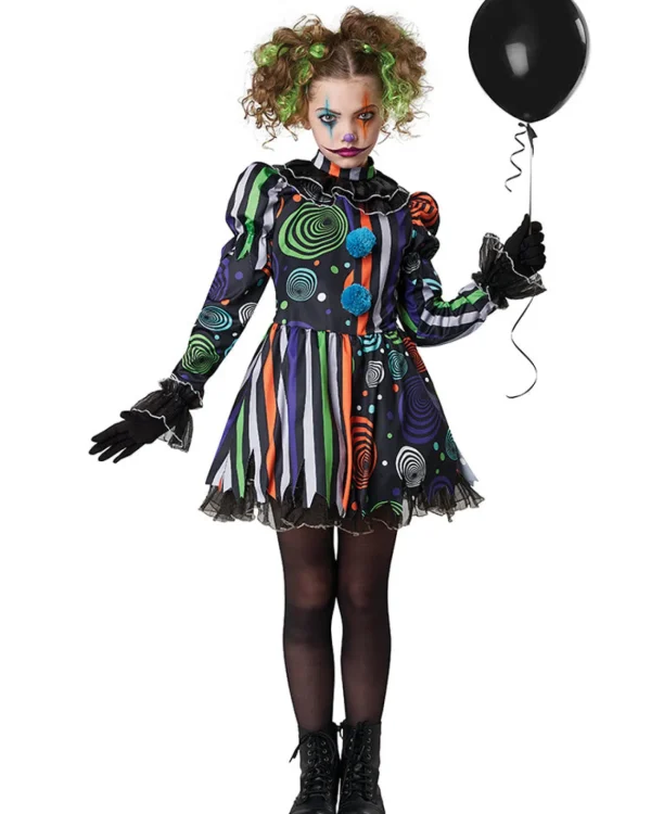 California Costumes Neon Nightmare Clown Deluxe Girls Costume>Kids Kids Costumes