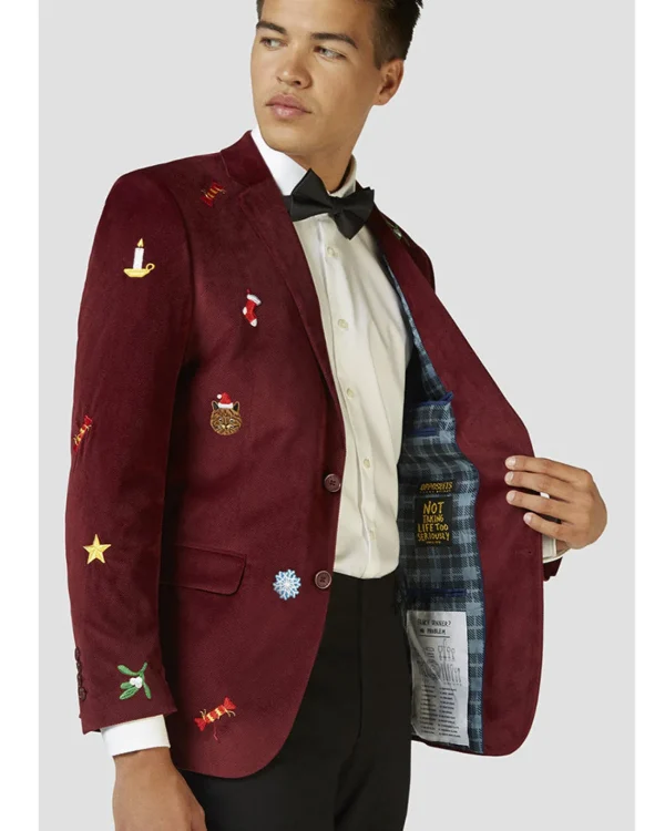 Opposuits Opposuit Christmas Icons Burgundy Deluxe Mens Blazer> Opposuits