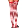 Leg Avenue Red And White Striped Thigh Highs> Halloween Hosiery