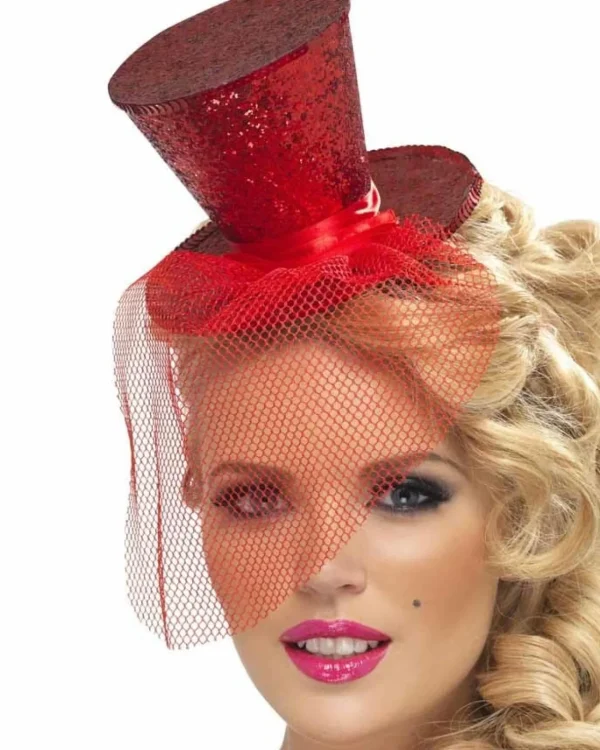 Smiffys Red Mini Top Hat On Headband> Halloween Hats