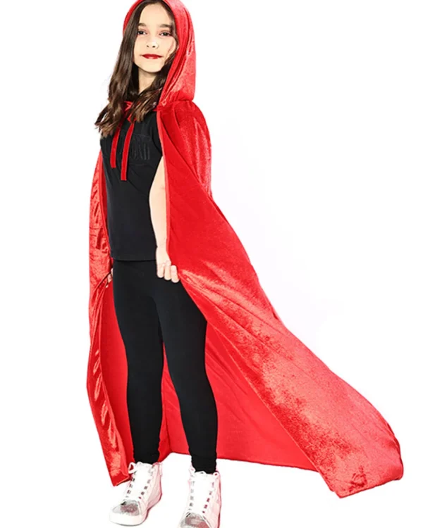 * Red Panne Velvet Deluxe Kids Cape> Halloween Capes