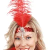 Tomfoolery Red Sequin Headband With Feather> Halloween Hats