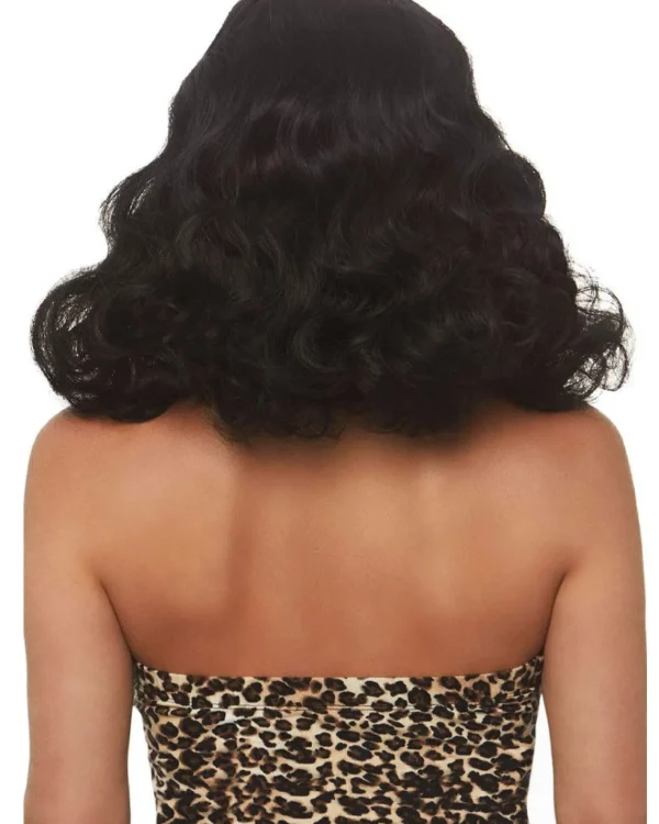 Leg Avenue Retro Bangs Short Curly Black Wig> Halloween Wigs