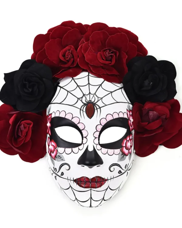 Tomfoolery Rosa Day Of The Dead Half Mask> Halloween Masks