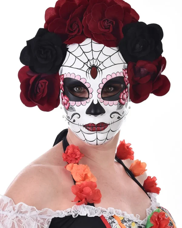 Tomfoolery Rosa Day Of The Dead Half Mask> Halloween Masks