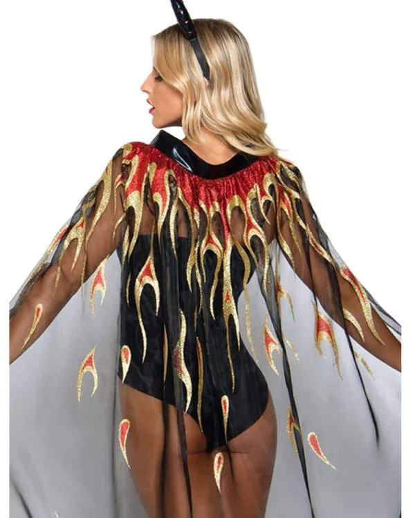 Leg Avenue Sheer Glitter Flame Devil Cape And Horns> Halloween Accessories