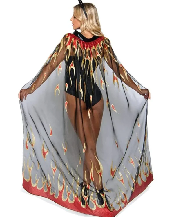 Leg Avenue Sheer Glitter Flame Devil Cape And Horns> Halloween Accessories