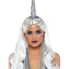 Leg Avenue Silver Celestial Unicorn Headband With Chain And Braided Mane> Halloween Hats