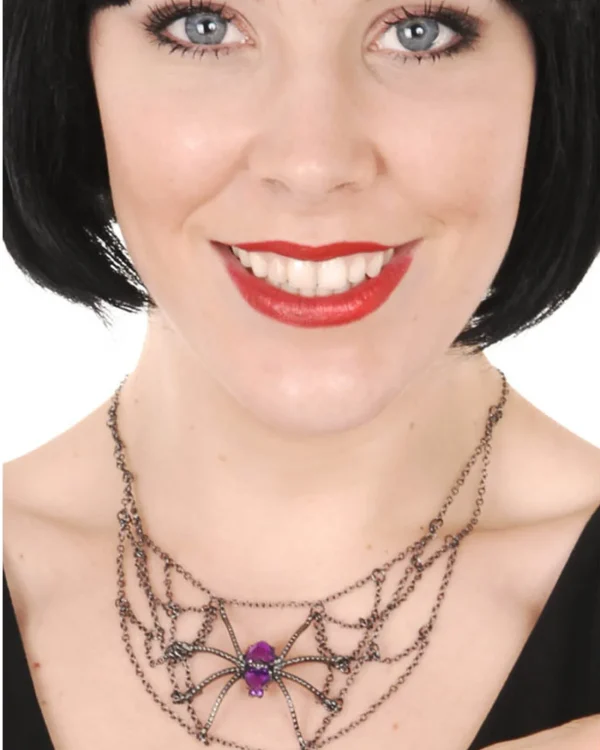 Tomfoolery Spider Web Necklace> Halloween Accessories