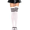 Music Legs Striped Top White Opaque Thigh Highs> Halloween Hosiery