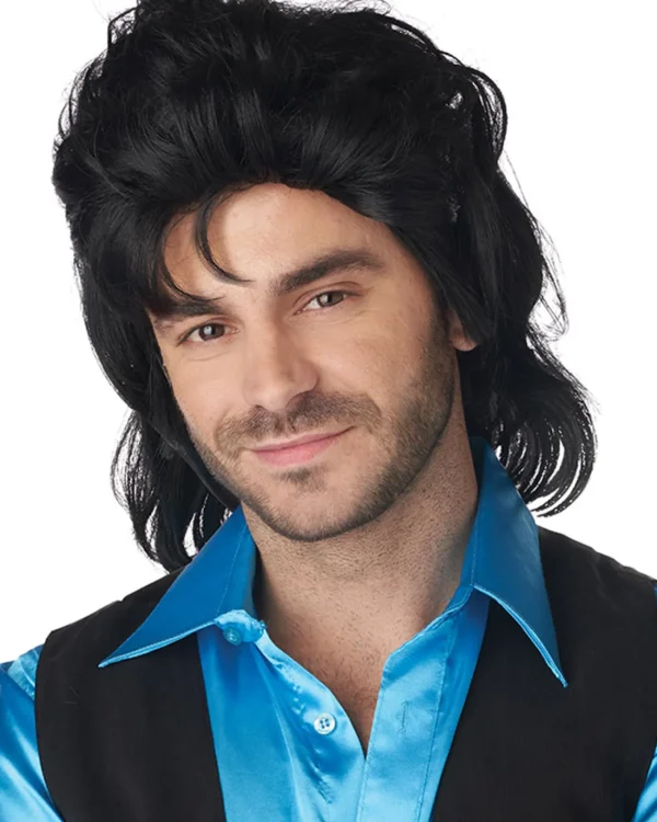 California Costumes The Full House Black Mullet Wig> Halloween Wigs