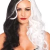 Leg Avenue Villain Long Wavy Black And White Wig> Halloween Accessories