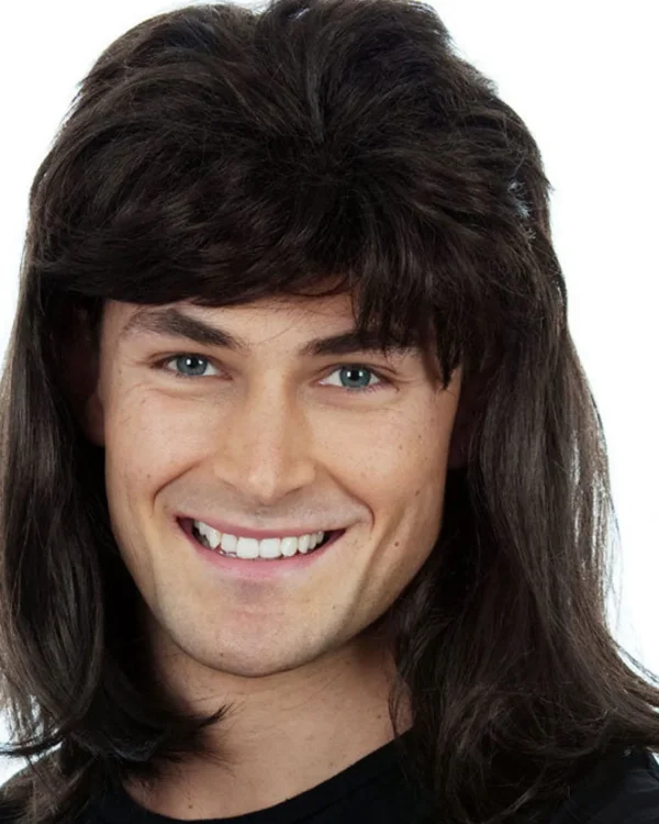 Allaura Wigs and Hair Wayne Black Mullet Wig With Black Cap> Halloween Wigs