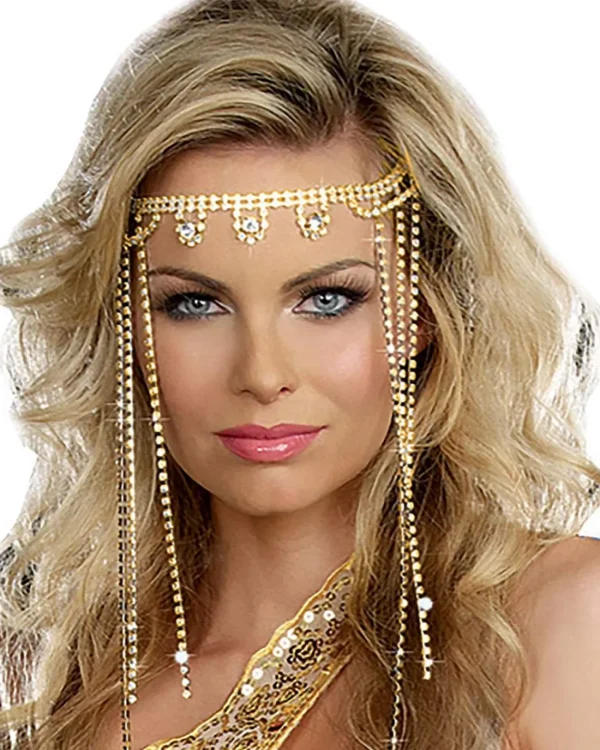 Dreamgirl International White And Gold Shimmer Rhinestone Headpiece> Halloween Hats