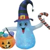 Channal Inflatables White Ghost With Pumpkin Candy Lawn Inflatable 1.2M> Ghosts &Amp; Reapers