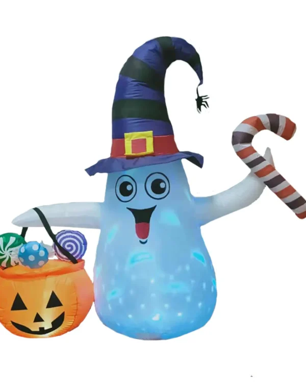 Channal Inflatables White Ghost With Pumpkin Candy Lawn Inflatable 1.2M> Ghosts &Amp; Reapers